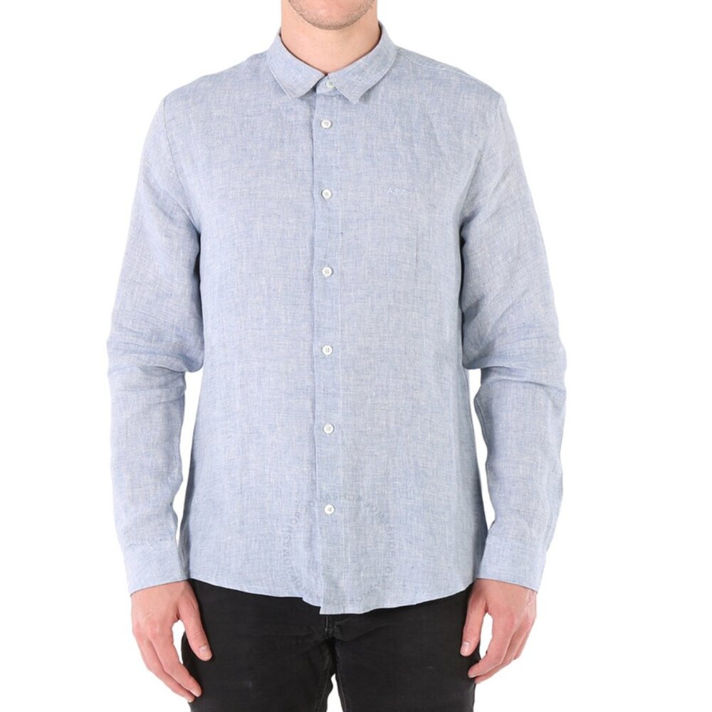 A.P.C. Men's Blue Chemise Vincent Linen Shirt Medium APC